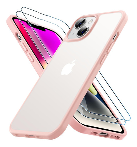 Tauri Funda 3 En 1 Para iPhone 14, Color Rosa Esmerilado, 2