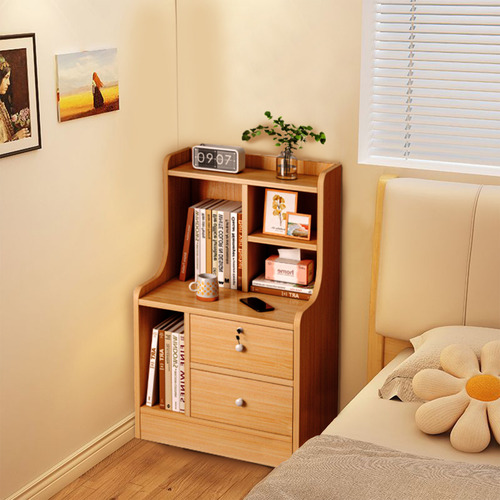 Mesita De Noche Moderna De 3 Pisos Con Estante De Almacenamiento,mesita De Noche Con 2 Cajones,mesa De Noche Para Recamara 47x30x70cm