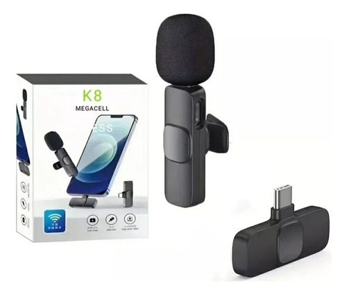 Micrófono Inalámbrico de Solapa Compatible iPhone iPad Celular Android y Tablet Tipo C Color Negro