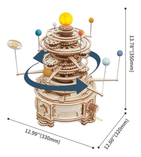 Imagen 2 de 7 de Rompecabezas Sistema Solar Giratorio Robotime Madera St001
