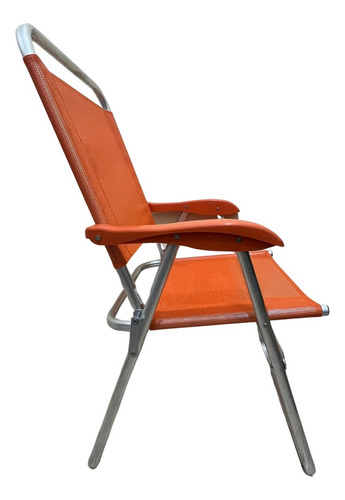 Cadeira De Praia Alta Sanete Encosto Alto Aluminio Ronchetti Cor Laranja