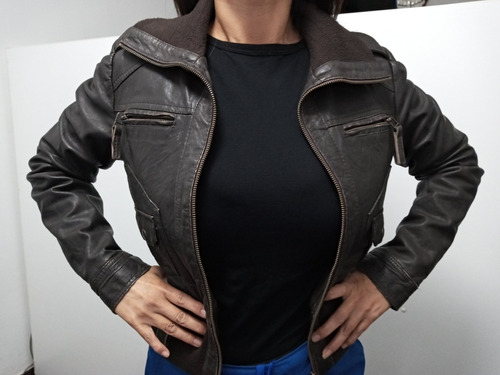 7k Casaca De Dama Cuero Natural Chaqueta Moderna