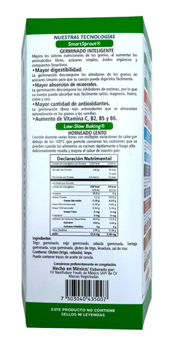 Pan Iq100 Salud General: Germinados Trigo Cebada Mijo Lentej