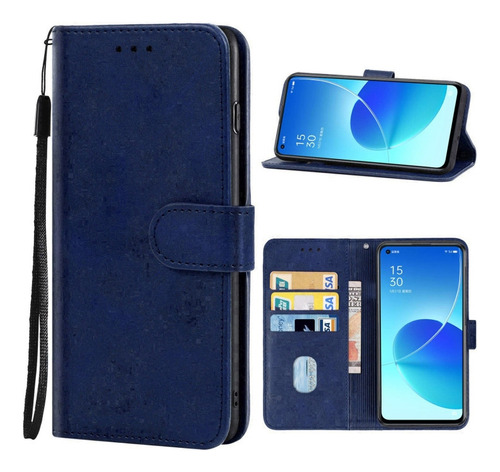 Funda De Teléfono Pu Azul For Oppo Reno6 Pro+ 5g