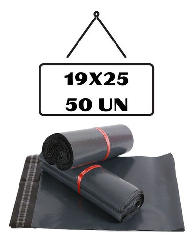 Envelope Plastico Correios Sedex 19x25 50 Cinza Lacre