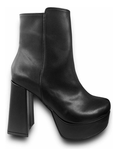 Bota Botin Mujer Moda Con Plataforma Tacon Ancho 