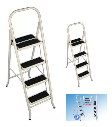 Escalera Reforzada Metalica Soporta 150kg 4 Escalones Tijera