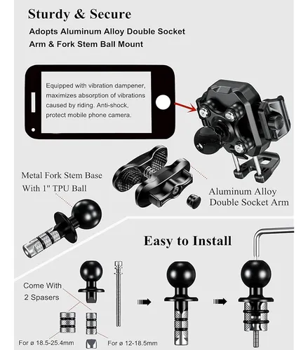 Soporte Teléfono Motocicleta Antivibración Y Antirrobo