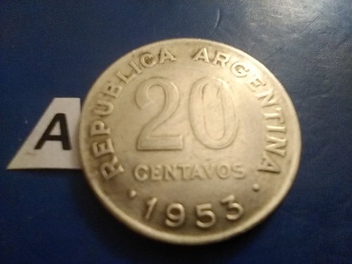 Monedas Argentinas De 20 Centavos 1953. San Martin