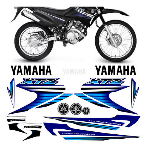 Kit Adesivo Xtz 125 2007 Moto Yamaha Faixa Emblema Jogo