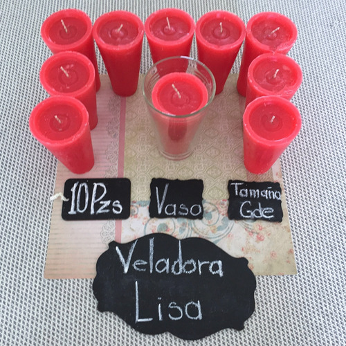 Veladora Roja - Repuesto Limonero I 10 Piezas + 1 Vaso