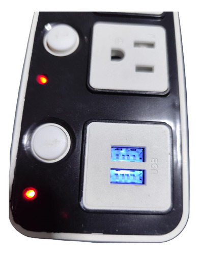 3 Barras Multicontacto Extensión 4 Cont Interruptor C/ 2 Usb Negro