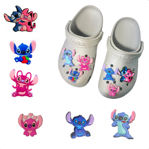 Kit 6 Pins Bottons Enfeites Crocs Babuche Lilo Stitch Coloridos Lilo E Stitch