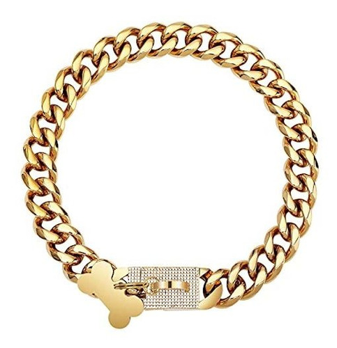 Collar De La Cadena De Oro De Diamante De Perros Wby50