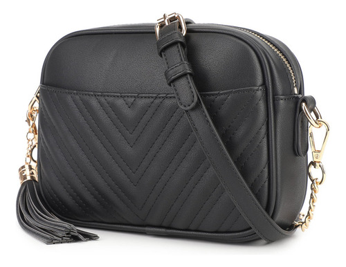 Bolso Negro Lola Mae Bolso Bandolera Acolchado, Bolso De Hom