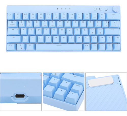 Teclado Mecánico Rgb, 3 Modos, Inalámbrico, 64 Teclas
