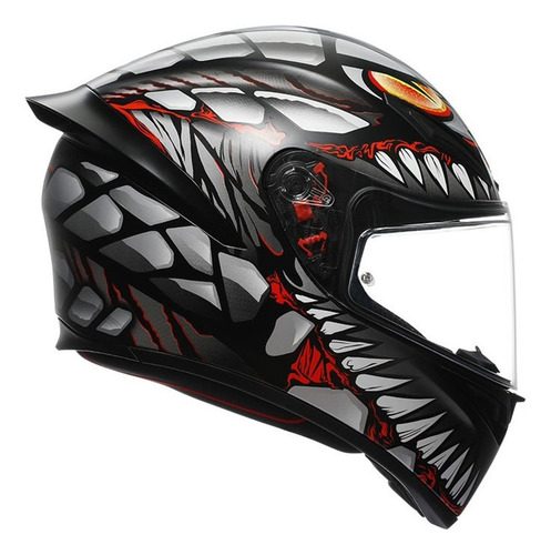 Casco Agv K-1 S Modelo Lyzard Black Grey Red Color Negro Diseño Solido Tamaño Del Casco L