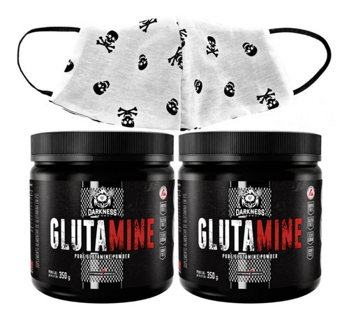 2x Glutamina 350g Darknes Integral + Máscara Lavável Caveira