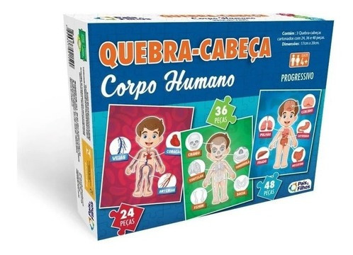 Imagem 3 de 6 de Quebra Cabeça 3 Em 1 Progressivo 24 36 48 Peças Corpo Humano