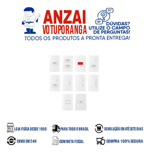 Kit 35 Peça Interruptores Tomadas Sleek 4x2 Branco Margirius