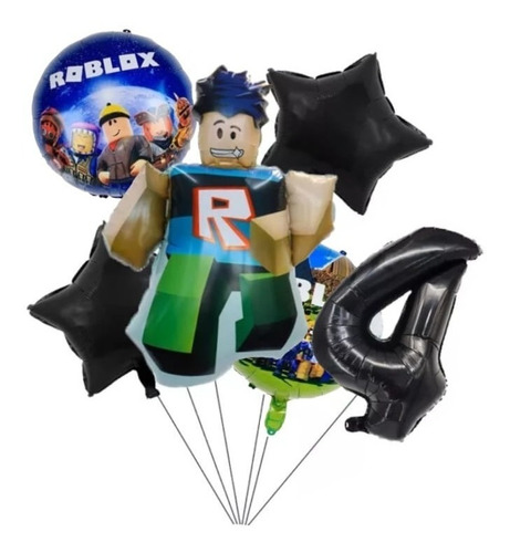 Set 6 Globos Roblox Con Número 4