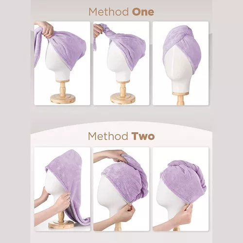  Juego de 2 toallas de microfibra para el cabello para mujer,  juego de 2 toallas de secado de cabello superabsorbentes de 10 x 26  pulgadas con clips de garra, toalla para