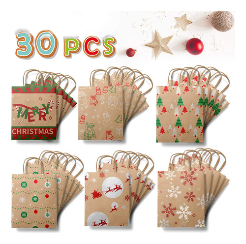 Bolsas De Regalo De Navidad Kidtion, 30 U Con Papel De Seda