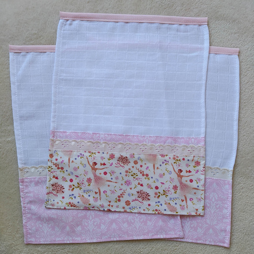 Kit 3 Fraldinhas De Boca Menina Bailarina Pronta Entrega