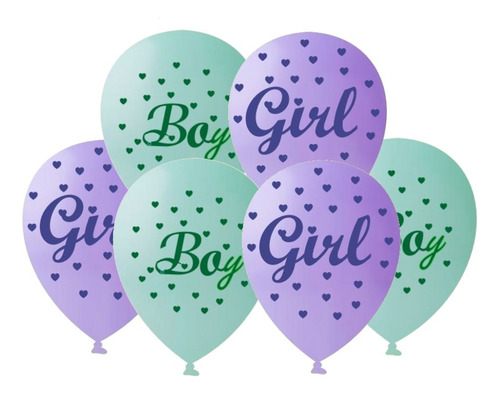 Kit 50 Balão Chá Revelação Boy Girl Verde E Lilás Decoração