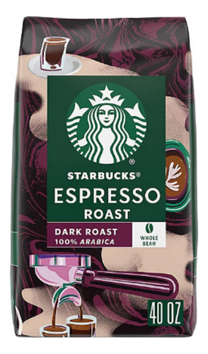 Cafe Starbucks Espresso Roast Dark Grano Entero 1.13kg 40oz
