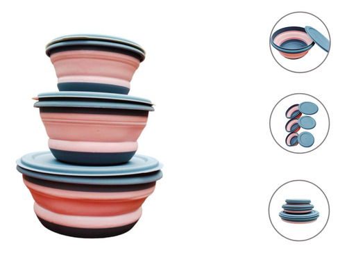 Bowls Plegable Recipiente Silicona X3 Apilables Cocina Bowl