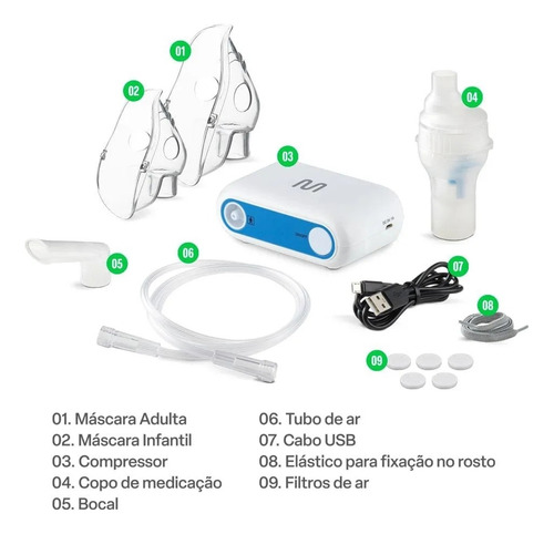 Inalador Multilaser Névoa Fina Adulo Infantil Branco Bivolt