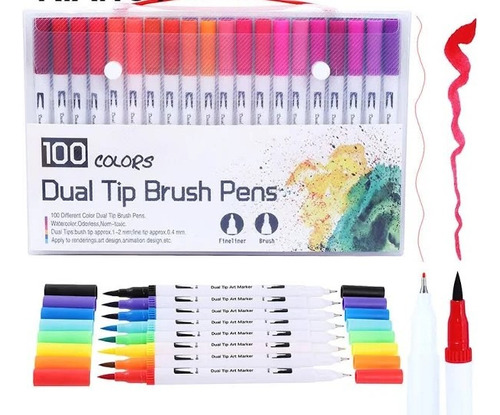 Lettering 100 Colores Dual Tip Brush Pens 