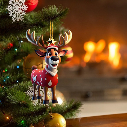 Colgante Navideño Pequeño De Wapiti Para Coche, Mochila, Col