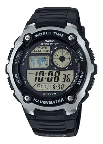 Reloj Digital Hombre Ae-2100w Wr 200m !. Color De La Malla Negro