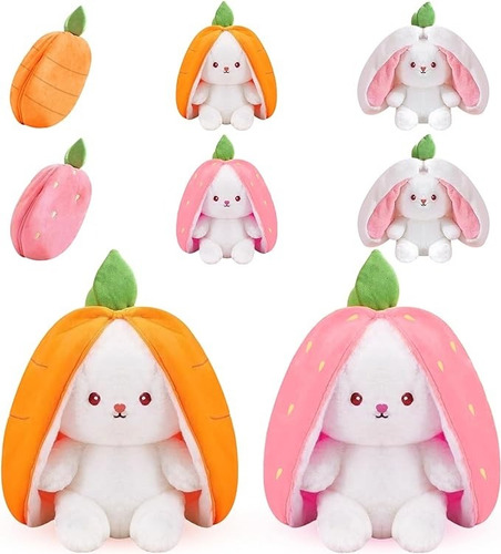 Conejo De Peluche De Zanahoria/ Fresa De Reversible 2pcs