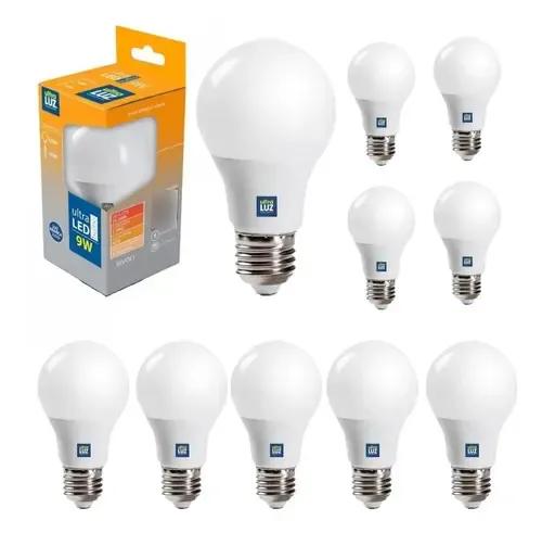 Kit 10 Lâmpada Led 9w Bulbo Pera 6500k Branco Frio Bivolt Cor da luz Branco-frio