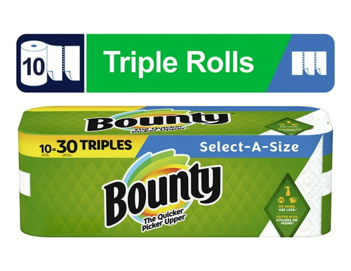 Toallas De Papel Bounty Select A Size, 10 Rollos Triples