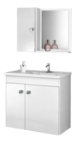 comprar Mueble para baño Delta Denise de 58cm de ancho, 51cm de alto y 31cm de profundidad con bacha y mueble color blanco con un agujero para grifería