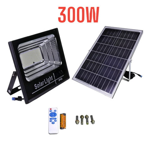 Reflector Solar Led 300watts Con Panel Solar Exteriores