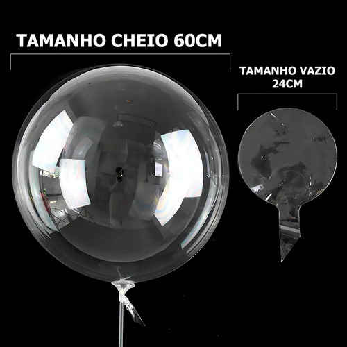Kit 50 Unidades Balao Bubble Bolha Transparente 24 Polegadas - Loja Gudeltec
