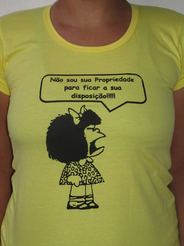 Camiseta Baby Look Crítica Feminismo Mafalda