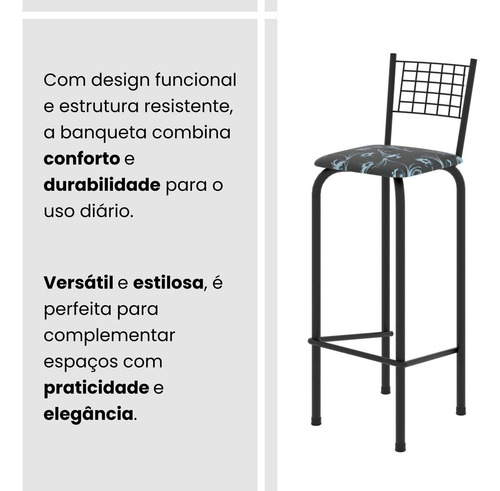 Kit Com 2 Banquetas Tubular Iza 96x36x41 Cm