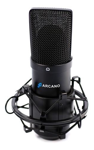Kit Arcano Microfone Am-black-1 + Am-f1 + Pedestal Pmv Cor Preto