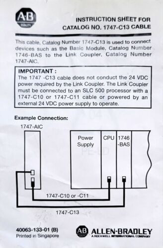 Allen Bradley 1747-c13 Ser B Slc 500 Specialty Module To I