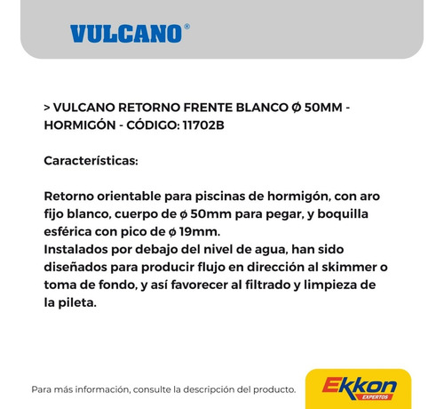 Imagen 3 de 8 de Retorno Aro Vulcano Fijo 50 Mm 11702b