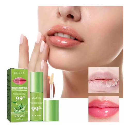 Brillo De Labios Hidratante Natural Con Aloe Natural, Color