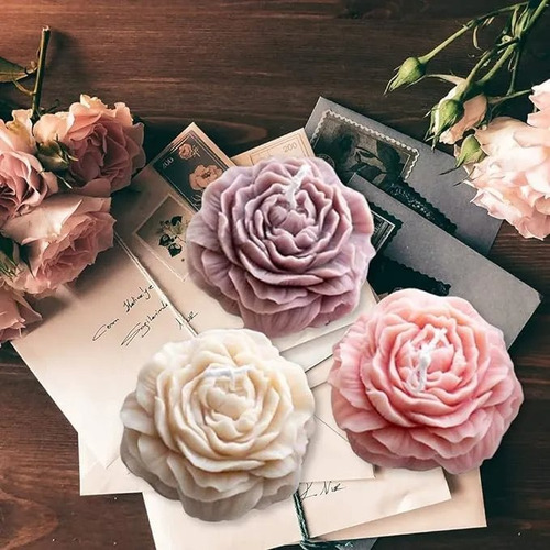 Molde De Silicona Para Hacer Velas De Flores Peonías 3pack Blanco