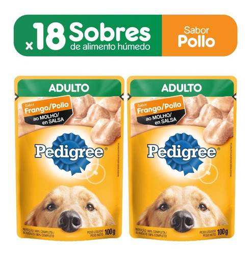 Alimento Perro Pedigree Sobres Adulto Pollo X100gr(pakx18un)