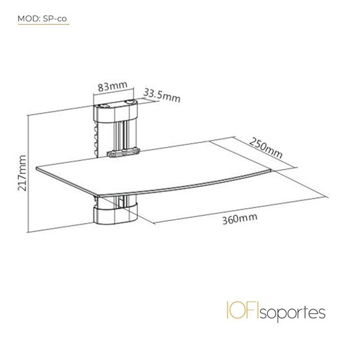 Soporte Dvd- Sinto - Deco.vidrio Templado Negro C/regulacion